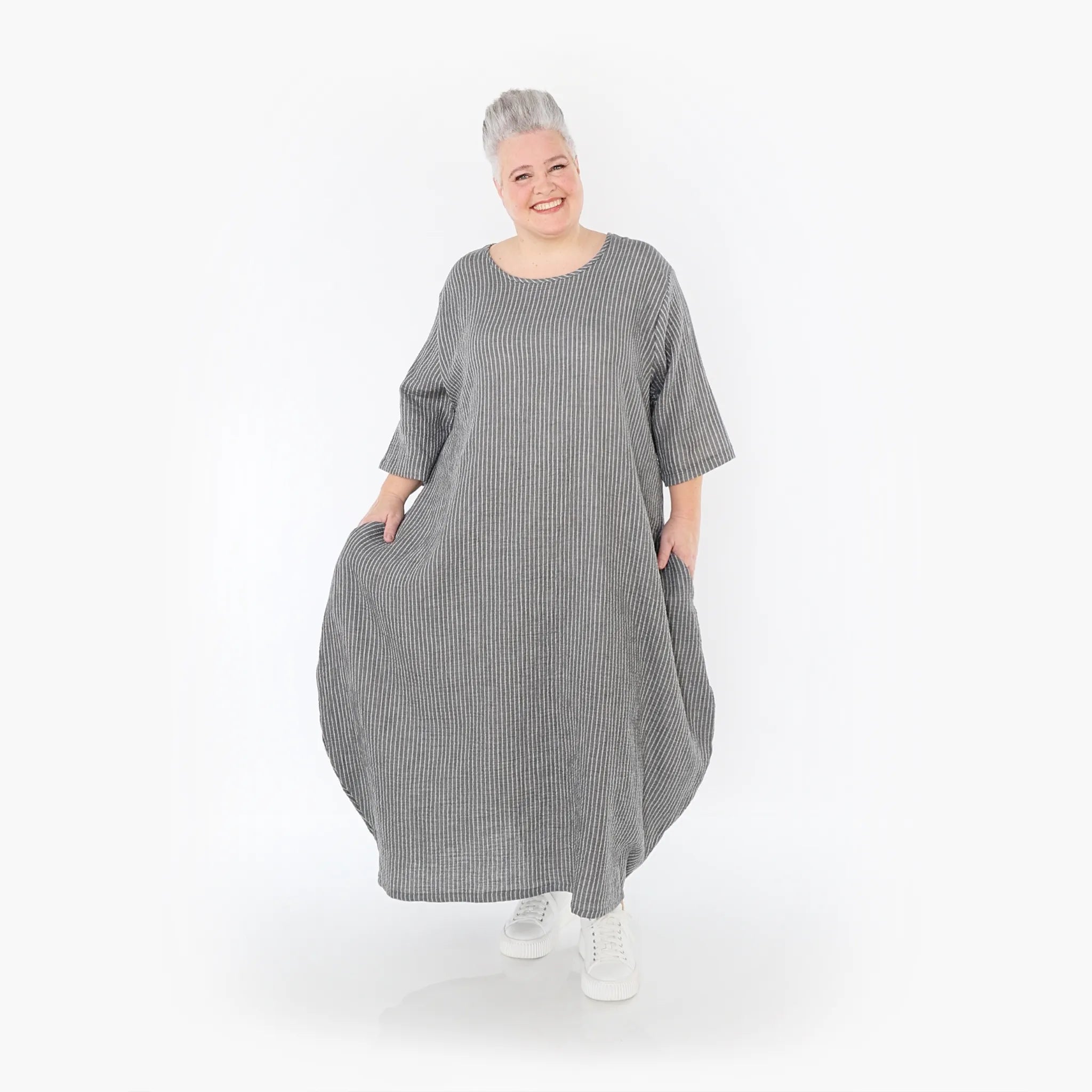 AKH Fashion Kleid 1926 Carly, Grau/Weiß