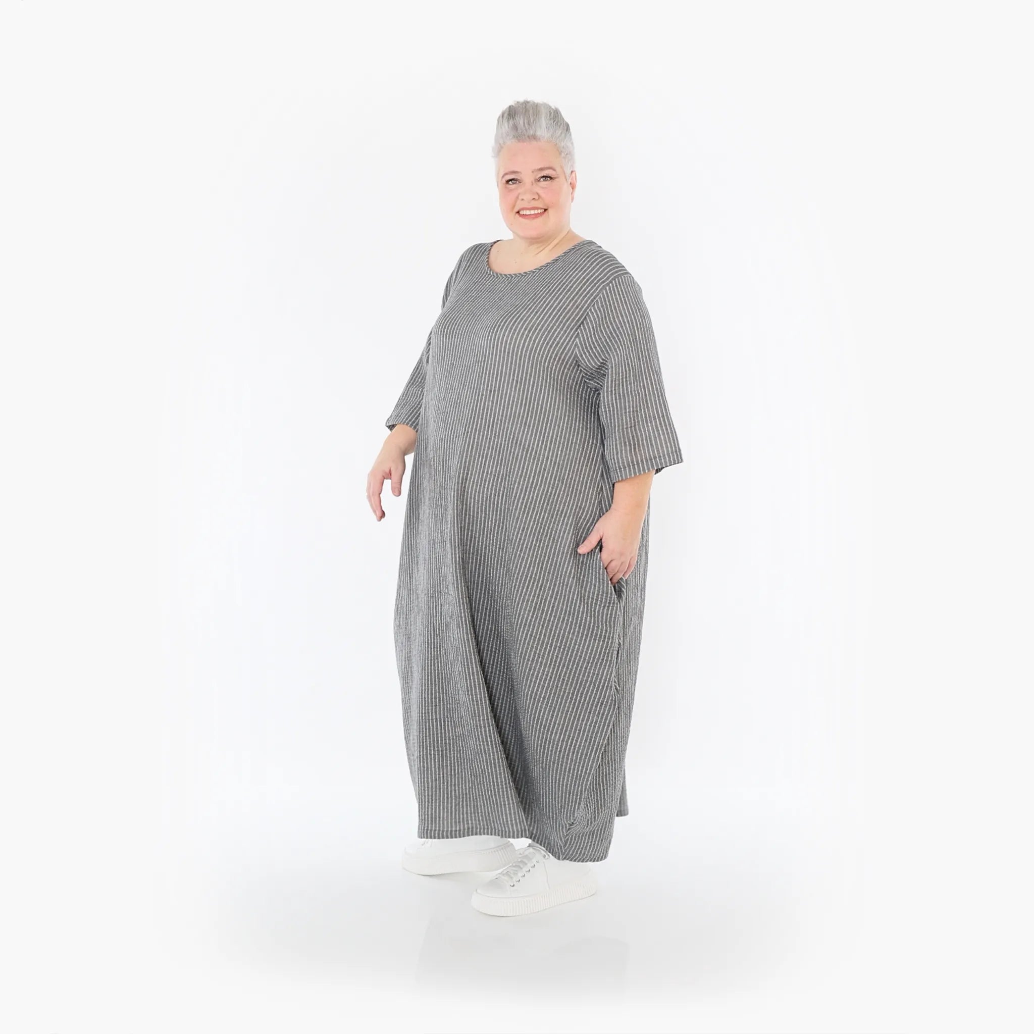 AKH Fashion Kleid 1926 Carly, Grau/Weiß
