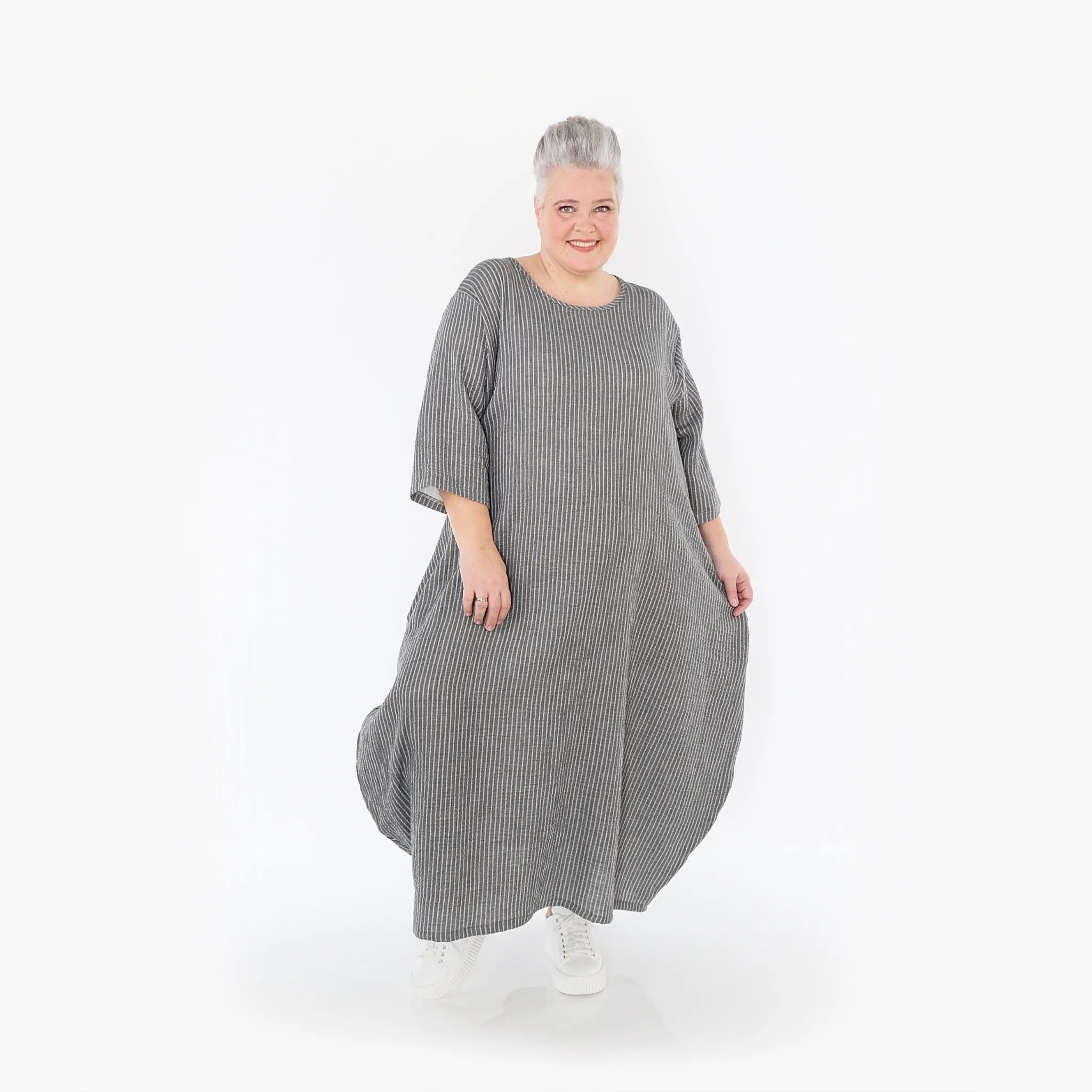 AKH Fashion Kleid 1926 Carly, Grau/Weiß