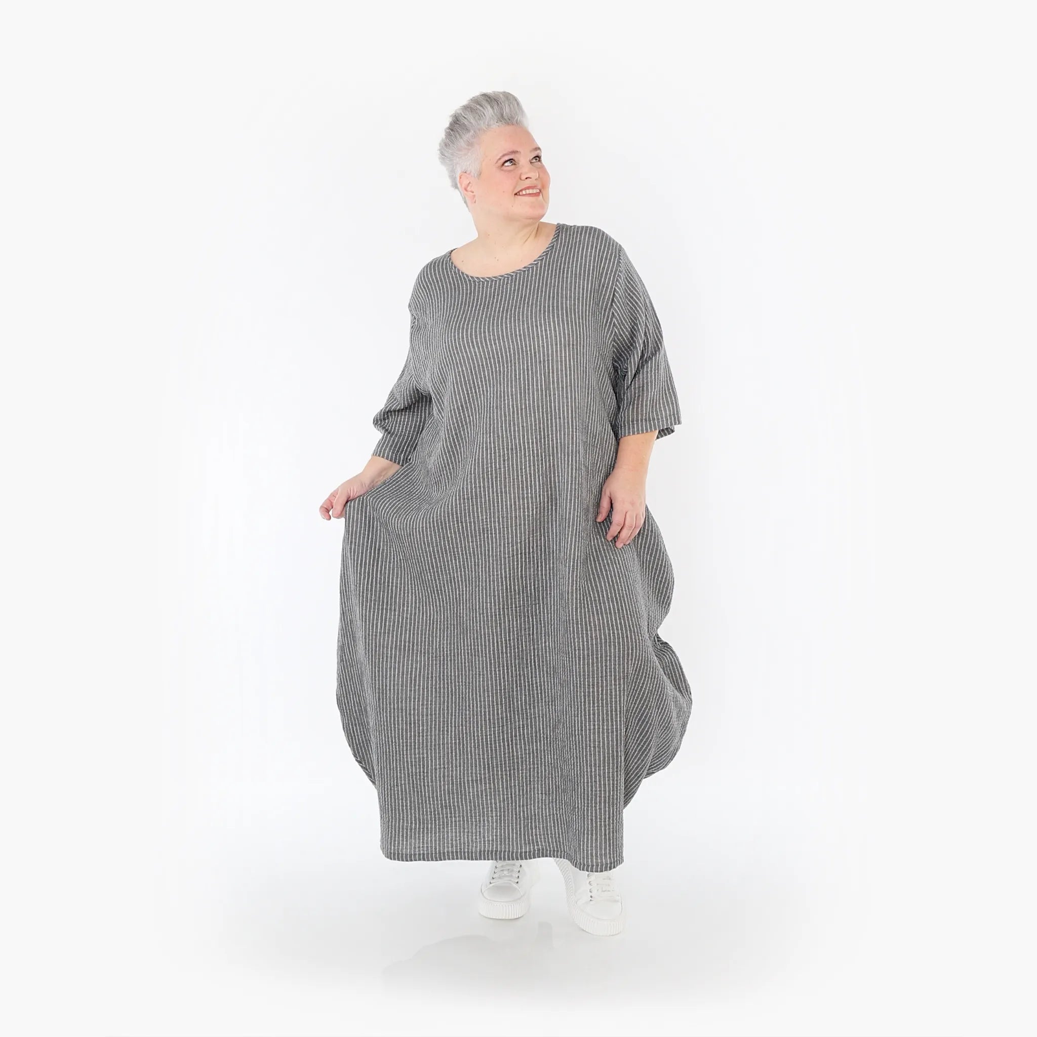 AKH Fashion Kleid 1926 Carly, Grau/Weiß