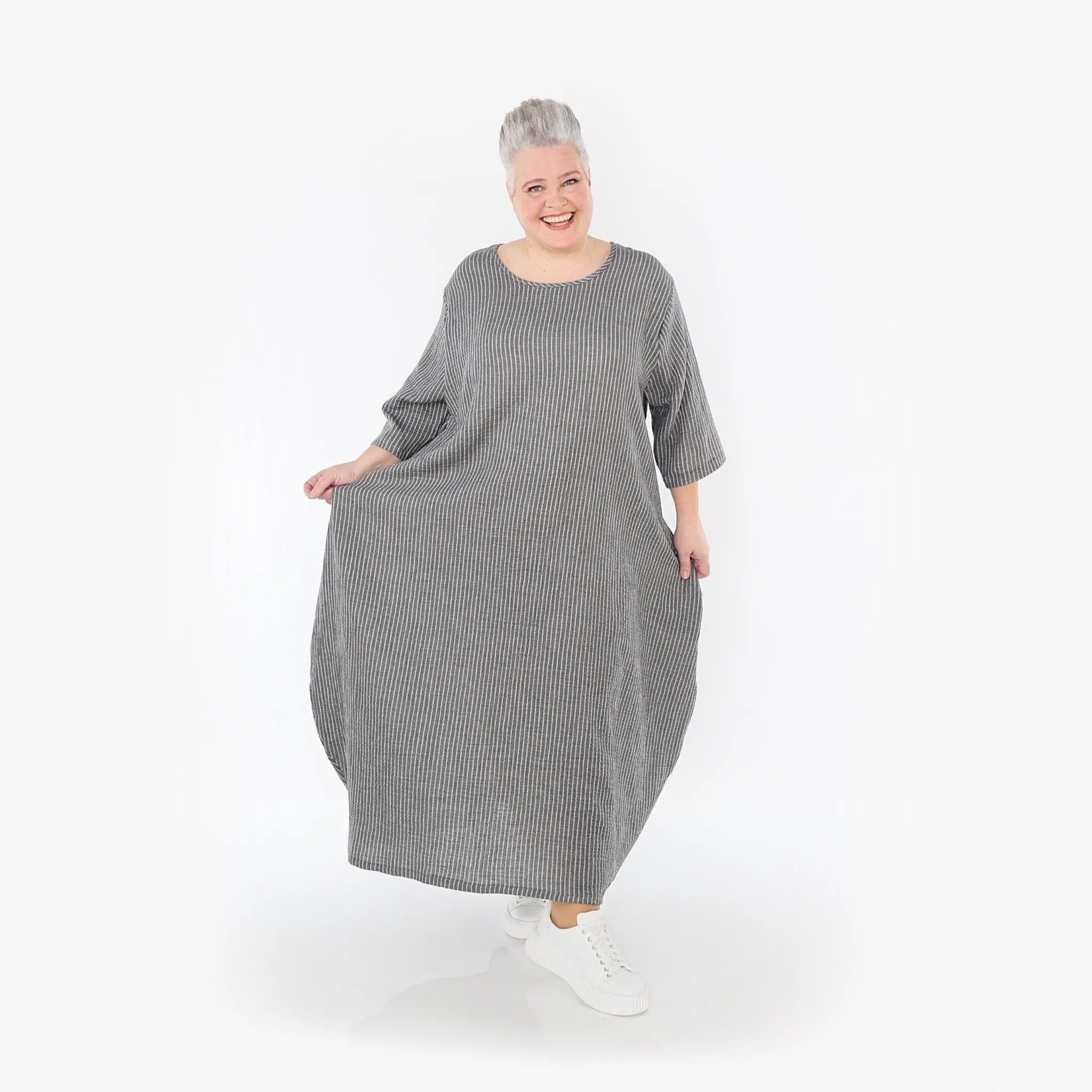AKH Fashion Kleid 1926 Carly, Grau/Weiß