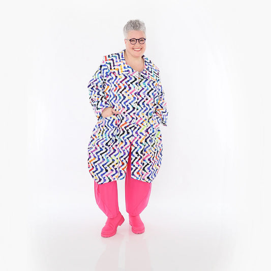 AKH Fashion 6928 Mantel, Weiß-Multicolor