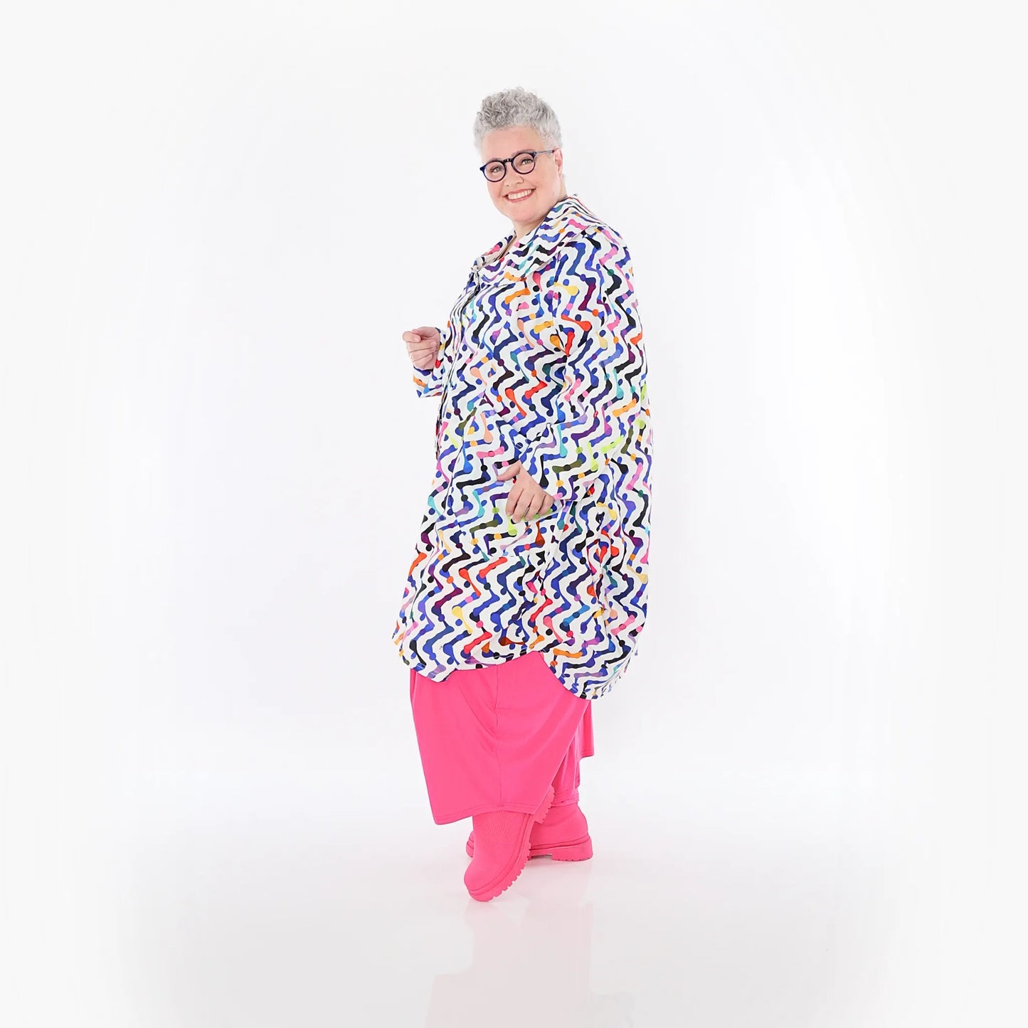 AKH Fashion 6928 Mantel, Weiß-Multicolor