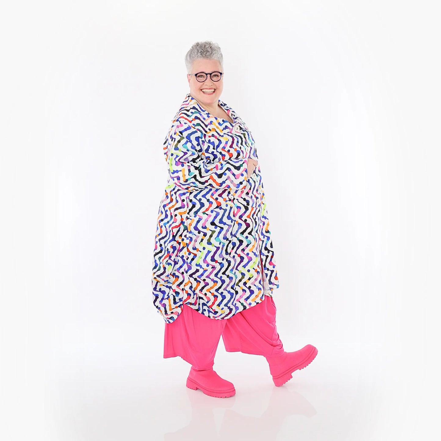 AKH Fashion 6928 Mantel, Weiß-Multicolor