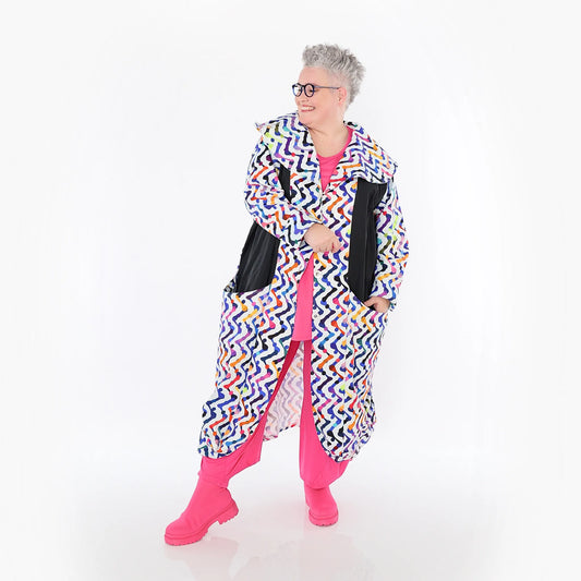 AKH Fashion 7550 Mantel, Weiß-Multicolor