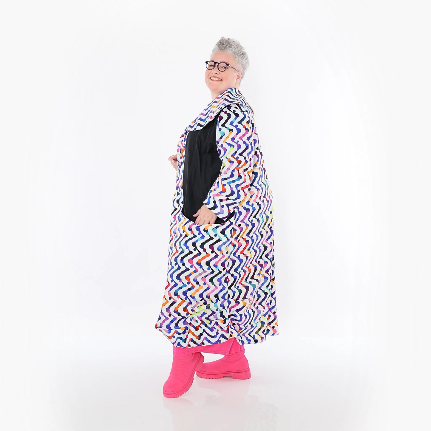 AKH Fashion 7550 Mantel, Weiß-Multicolor