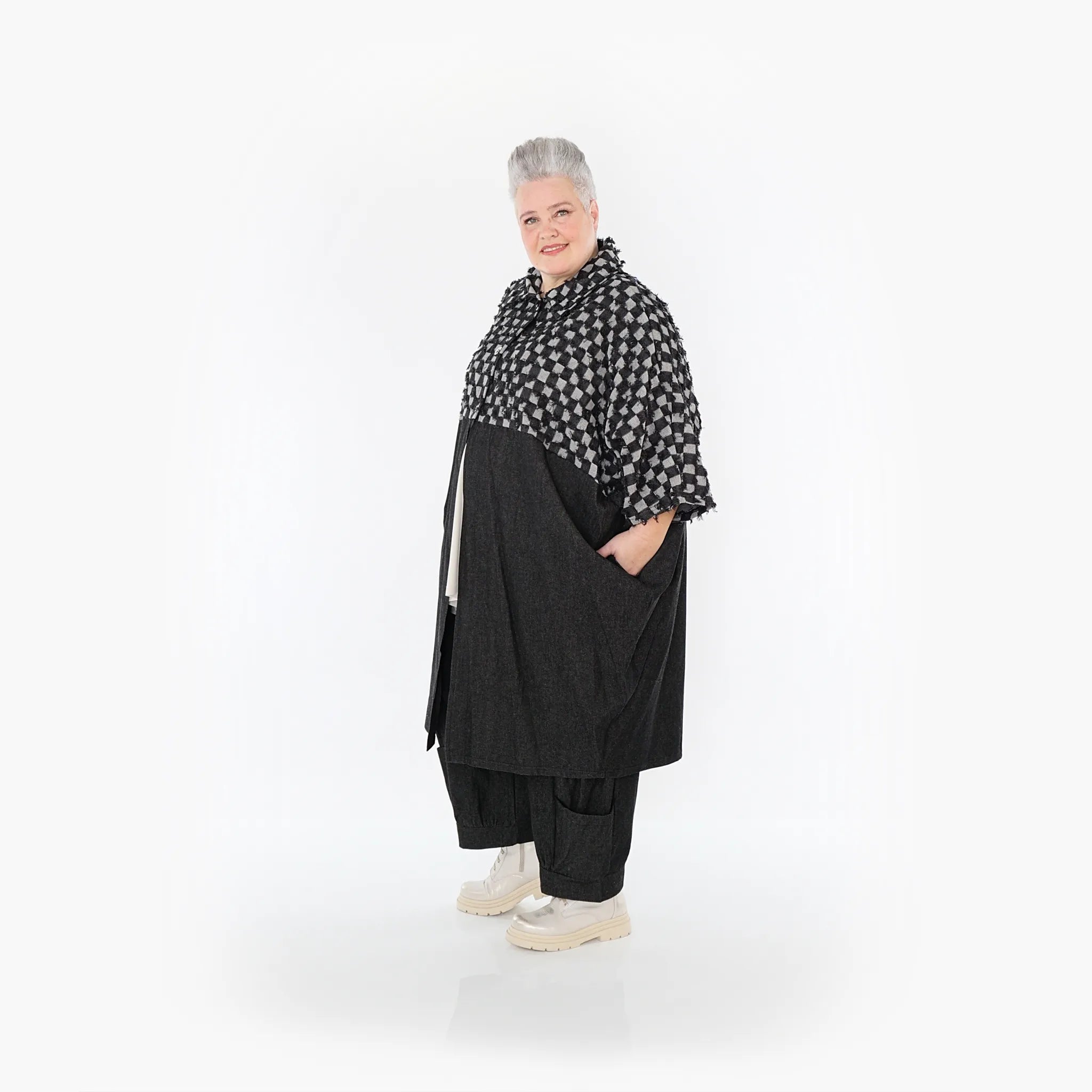 AKH Fashion Mantel 7055 PureRebel, Schwarz/Grau