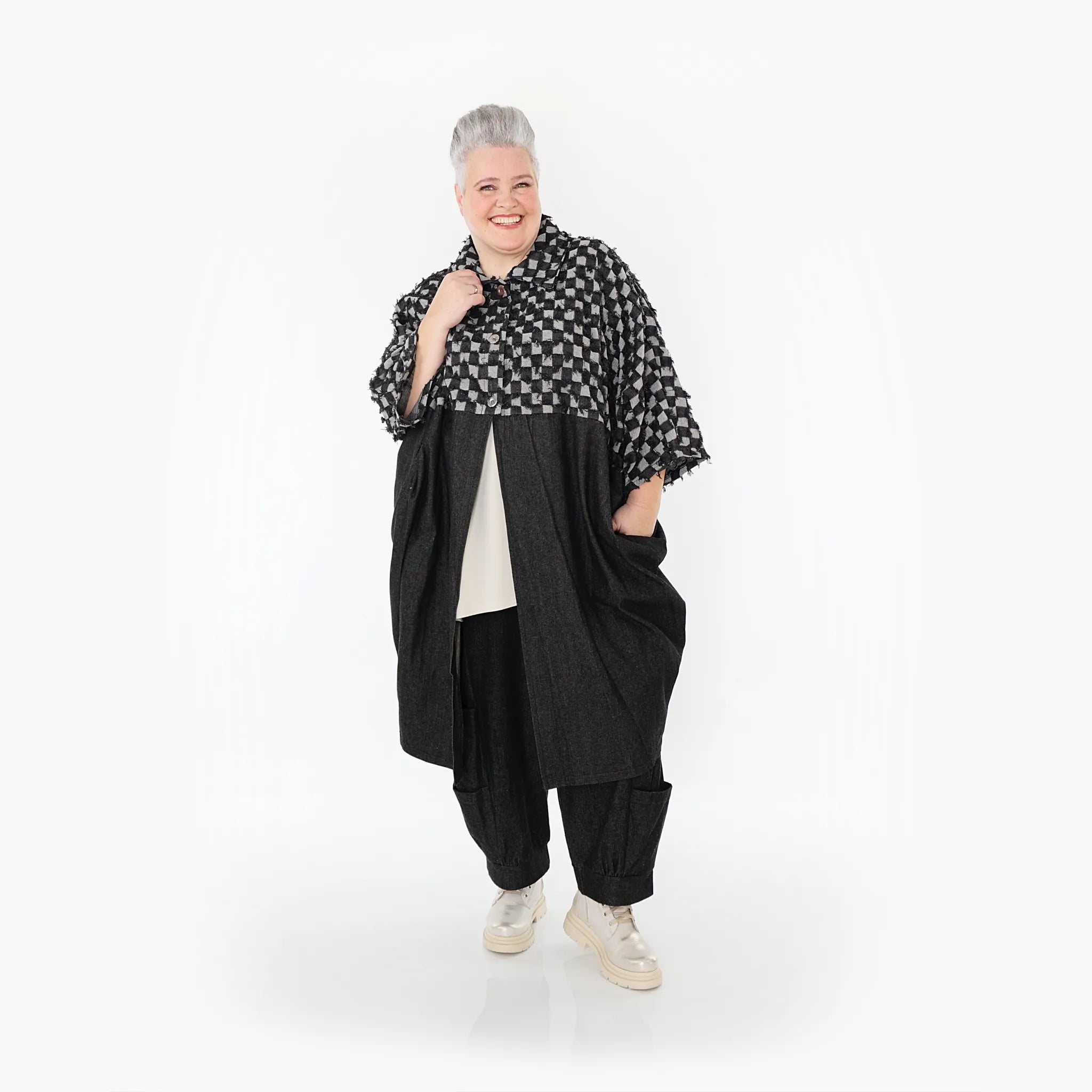 AKH Fashion Mantel 7055 PureRebel, Schwarz/Grau