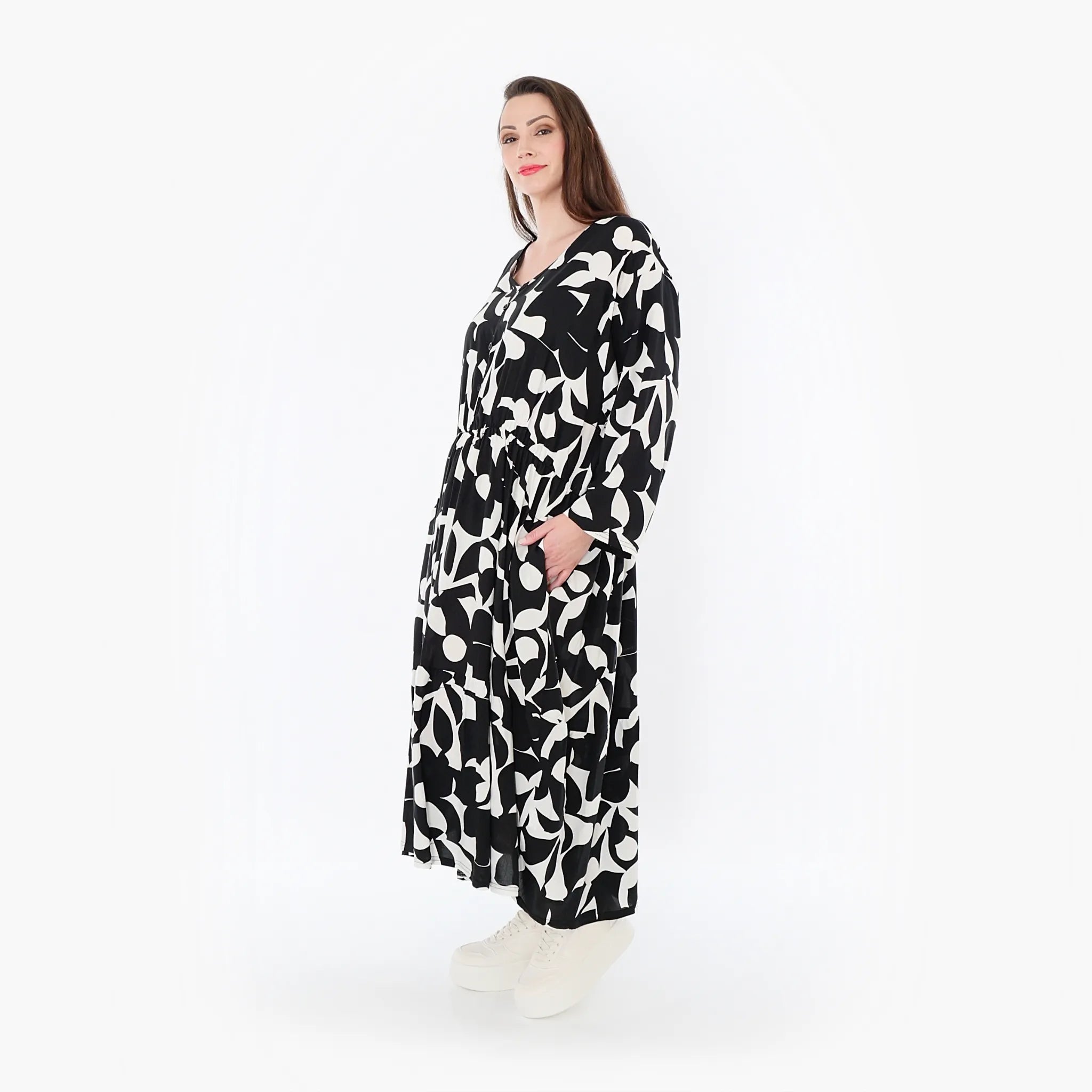 AKH Fashion 7064 Dress, Black and White