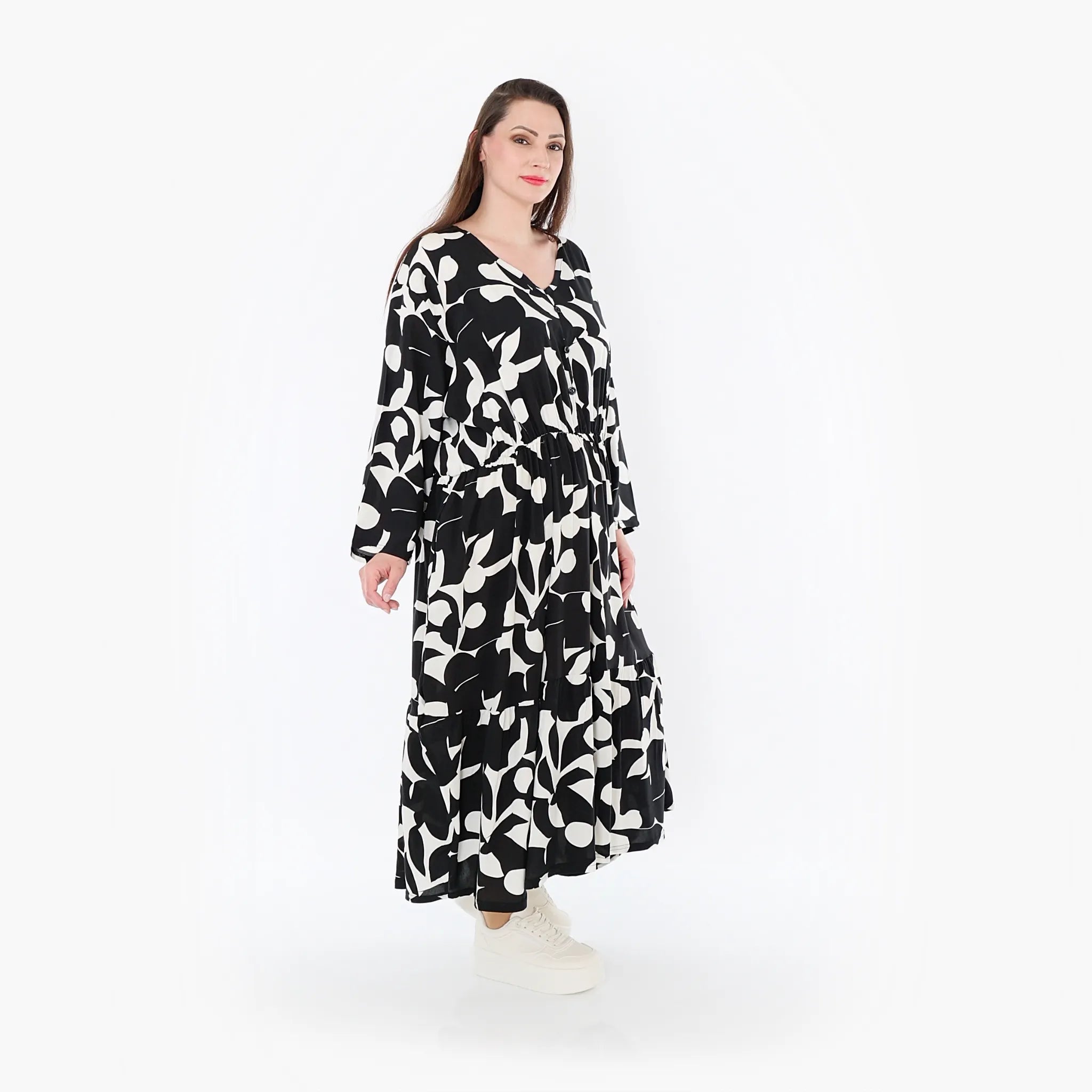 AKH Fashion 7064 Dress, Black and White