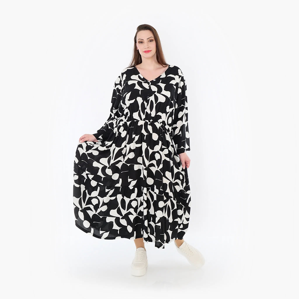 AKH Fashion 7064 Dress, Black and White