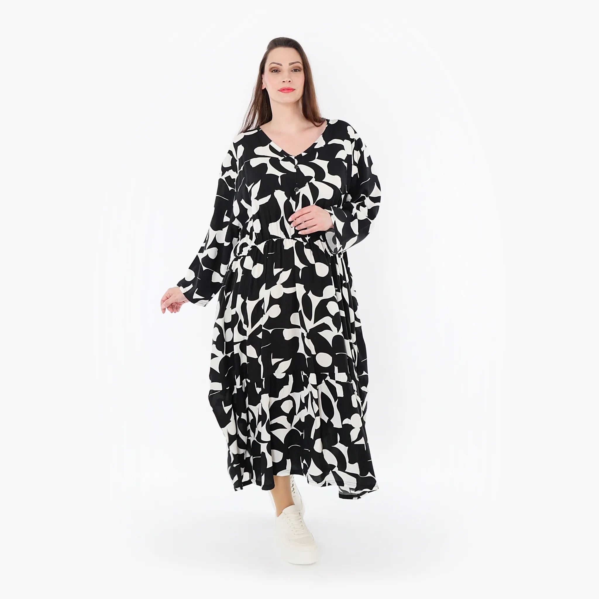 AKH Fashion 7064 Dress, Black and White