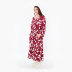 AKH Fashion Kleid 7064 Synthia, Weinrot/Weiß