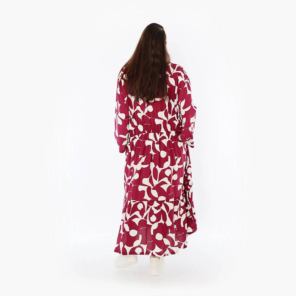 AKH Fashion Kleid 7064 Synthia, Weinrot/Weiß
