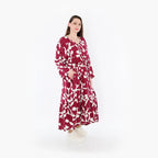 AKH Fashion Kleid 7064 Synthia, Weinrot/Weiß