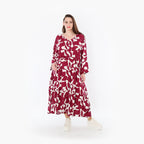 AKH Fashion Kleid 7064 Synthia, Weinrot/Weiß