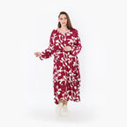 AKH Fashion Kleid 7064 Synthia, Weinrot/Weiß