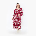 AKH Fashion Kleid 7064 Synthia, Weinrot/Weiß