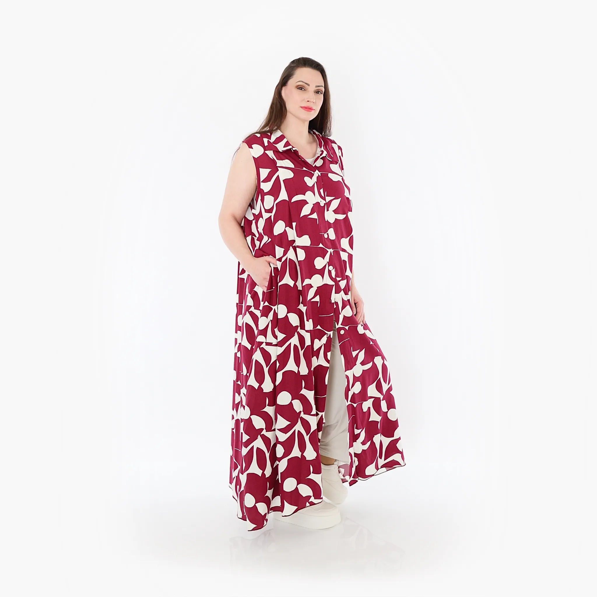AKH Fashion 7066 Vest, Burgundy-White