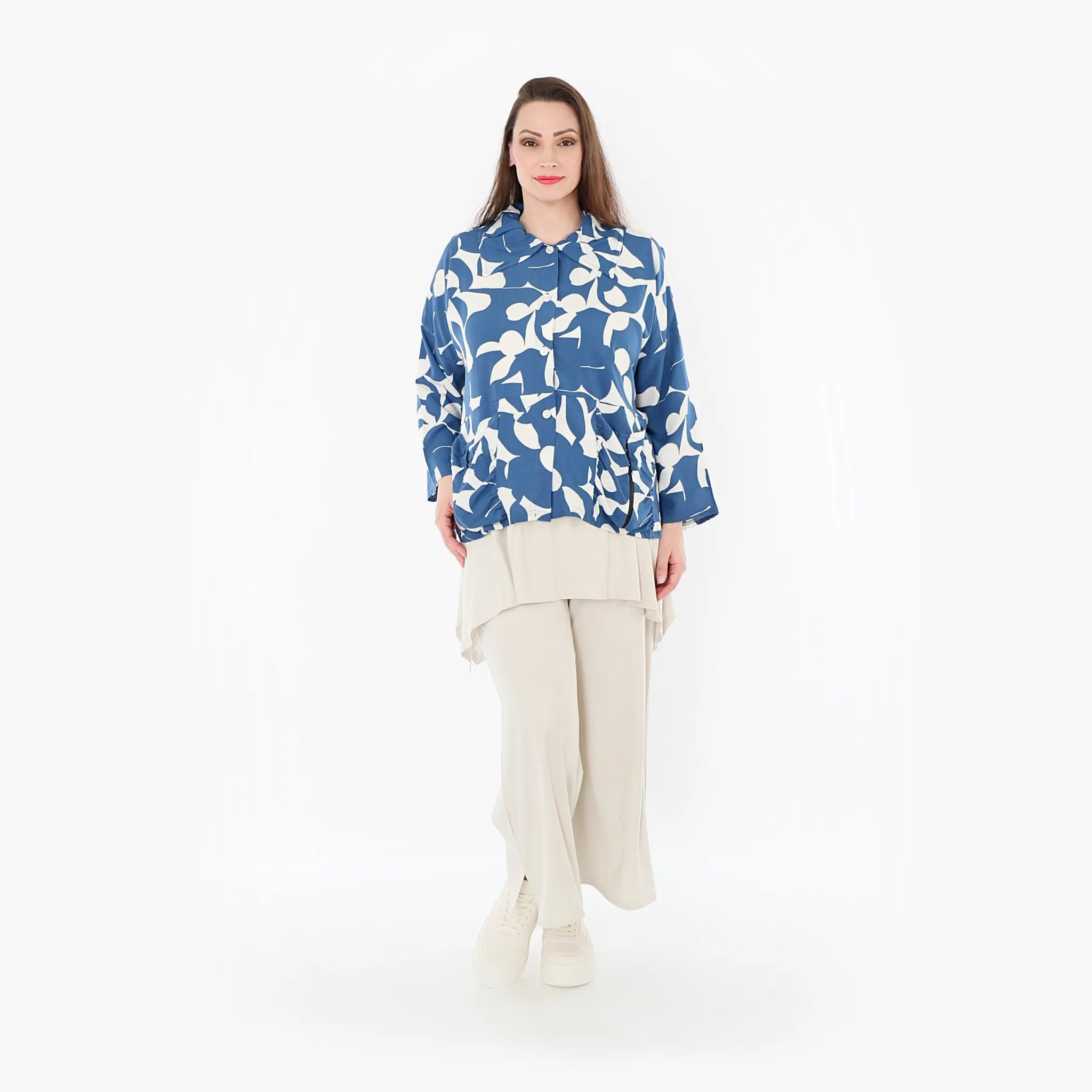 AKH Fashion Jacke 7067 Synthia, Blau/Weiß