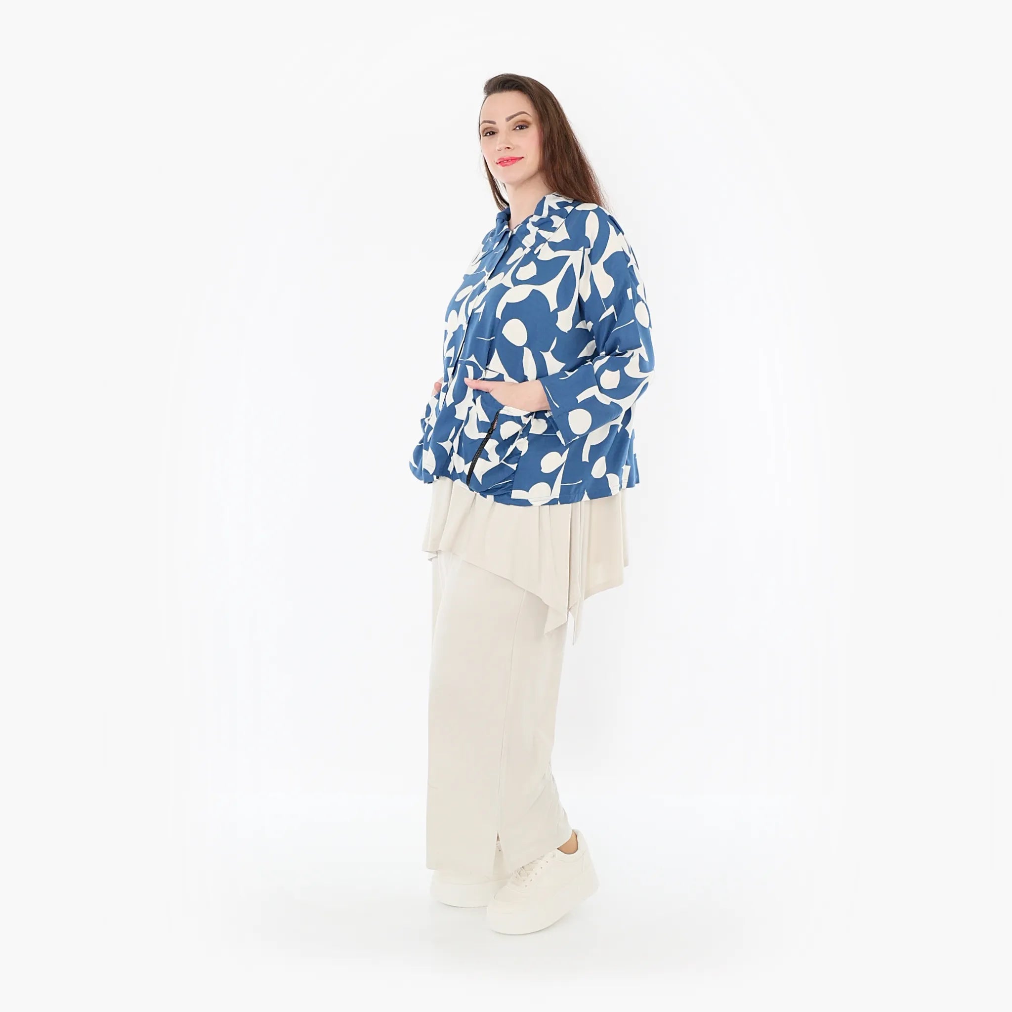 AKH Fashion Jacke 7067 Synthia, Blau/Weiß