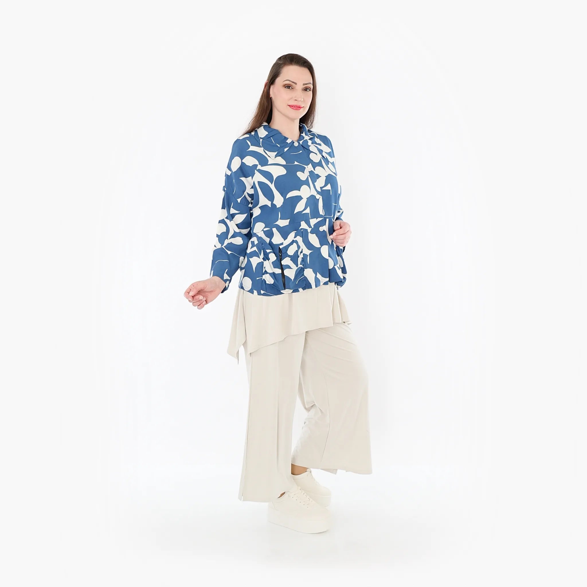 AKH Fashion Jacke 7067 Synthia, Blau/Weiß