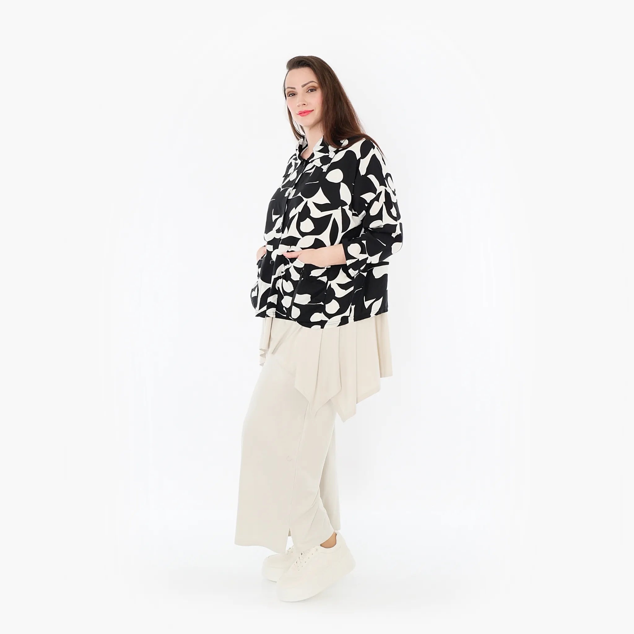 AKH Fashion Jacke 7067 Synthia, Schwarz/Weiß