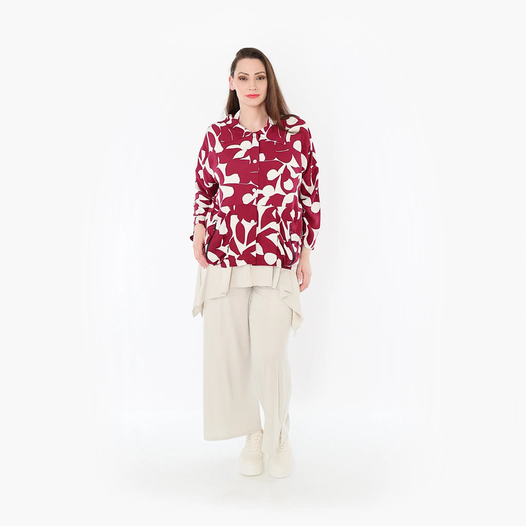 AKH Fashion Jacke 7067 Synthia, Weinrot/Weiß