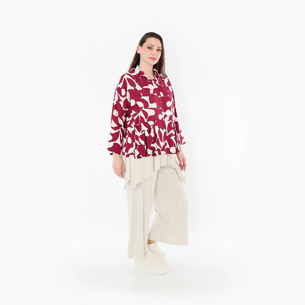 AKH Fashion Jacke 7067 Synthia, Weinrot/Weiß