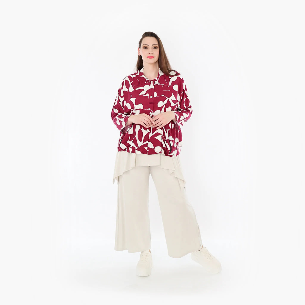 AKH Fashion Jacke 7067 Synthia, Weinrot/Weiß