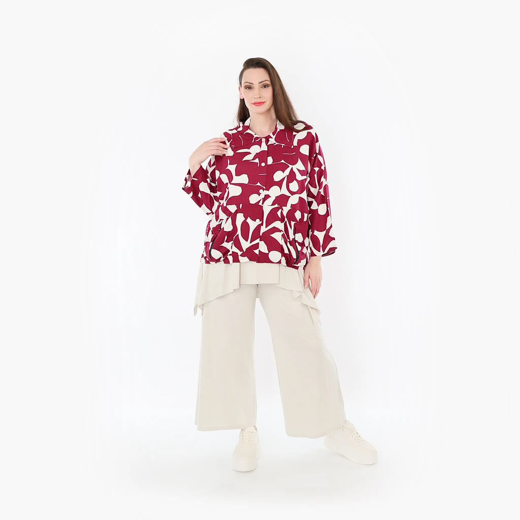 AKH Fashion Jacke 7067 Synthia, Weinrot/Weiß