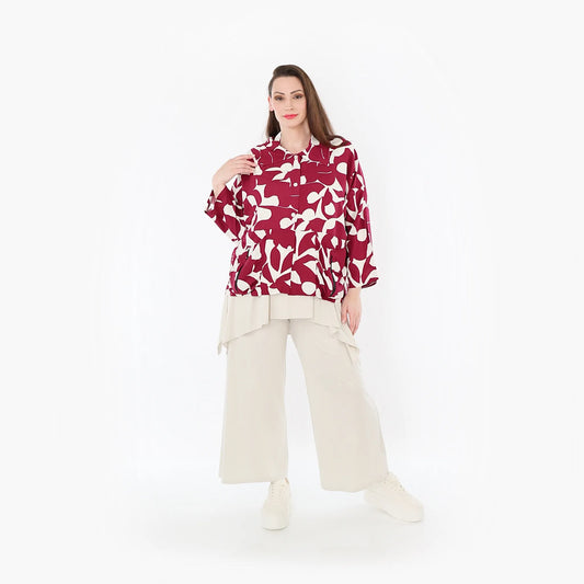 AKH Fashion 7067 Jacke, Weinrot-Weiß