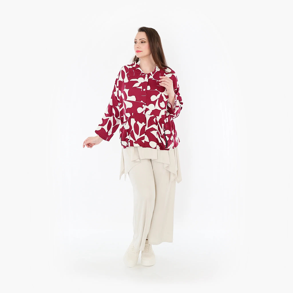AKH Fashion Jacke 7067 Synthia, Weinrot/Weiß