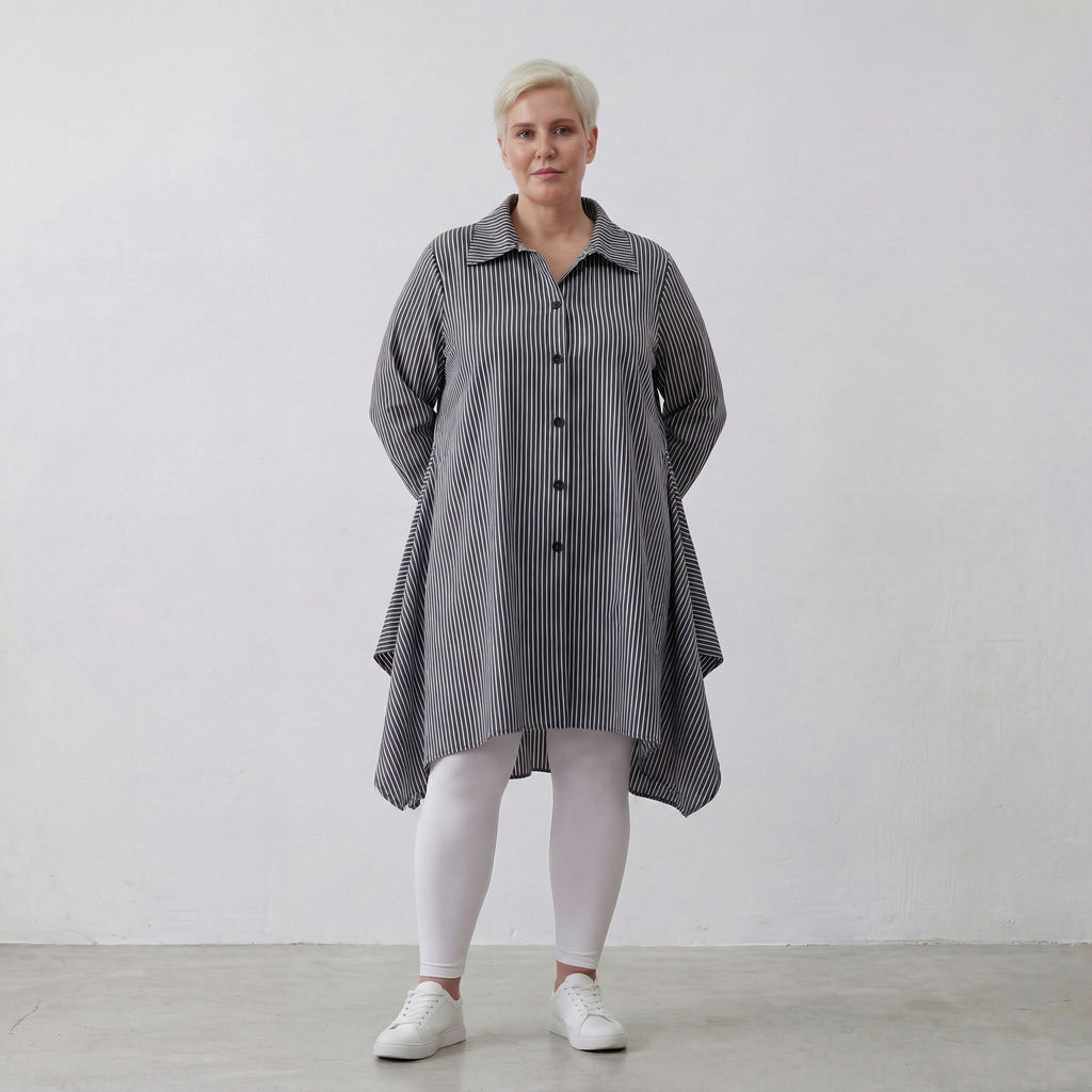 AKH Fashion 6917 Blouse, Anthracite-White