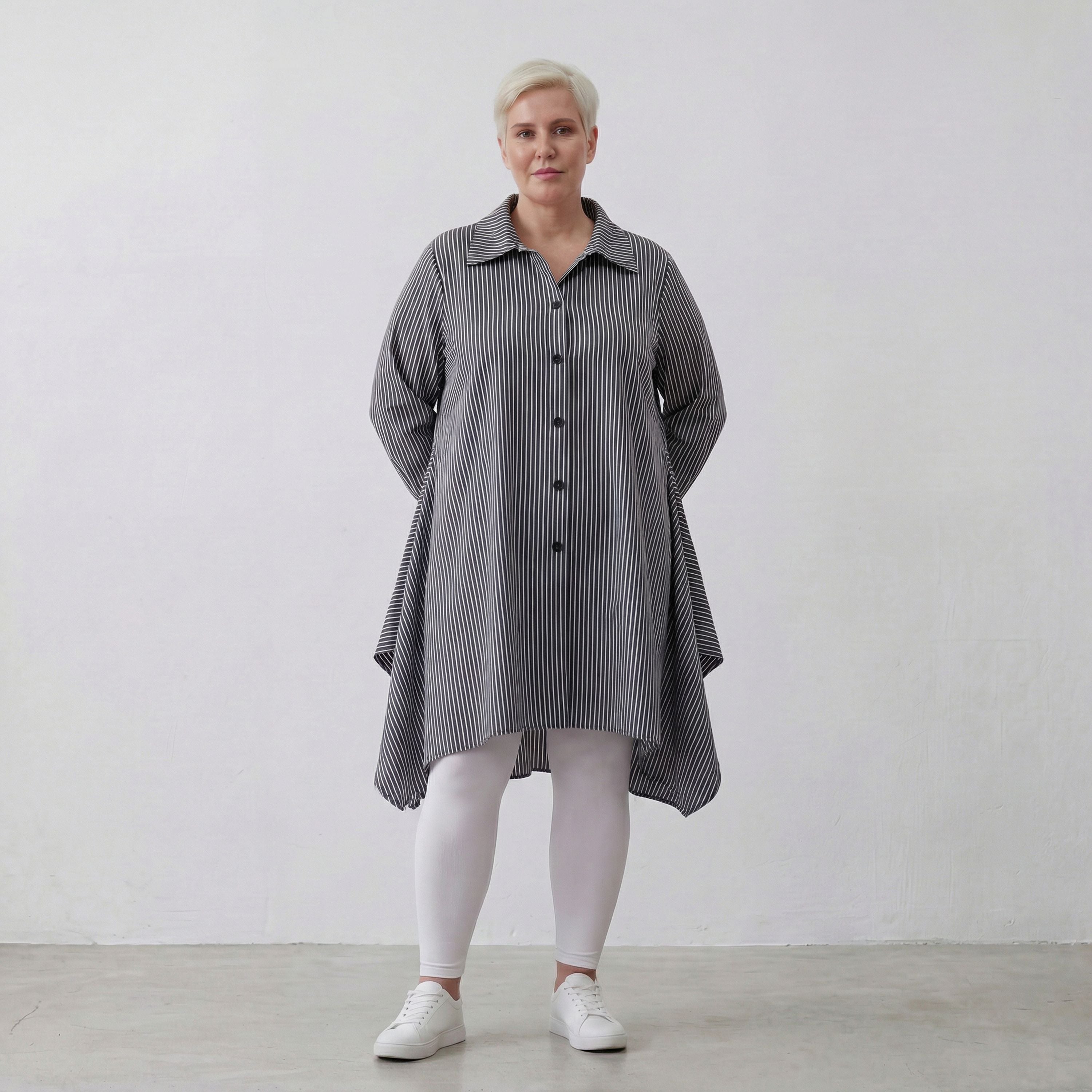 AKH Fashion 6917 Blouse, Anthracite-White