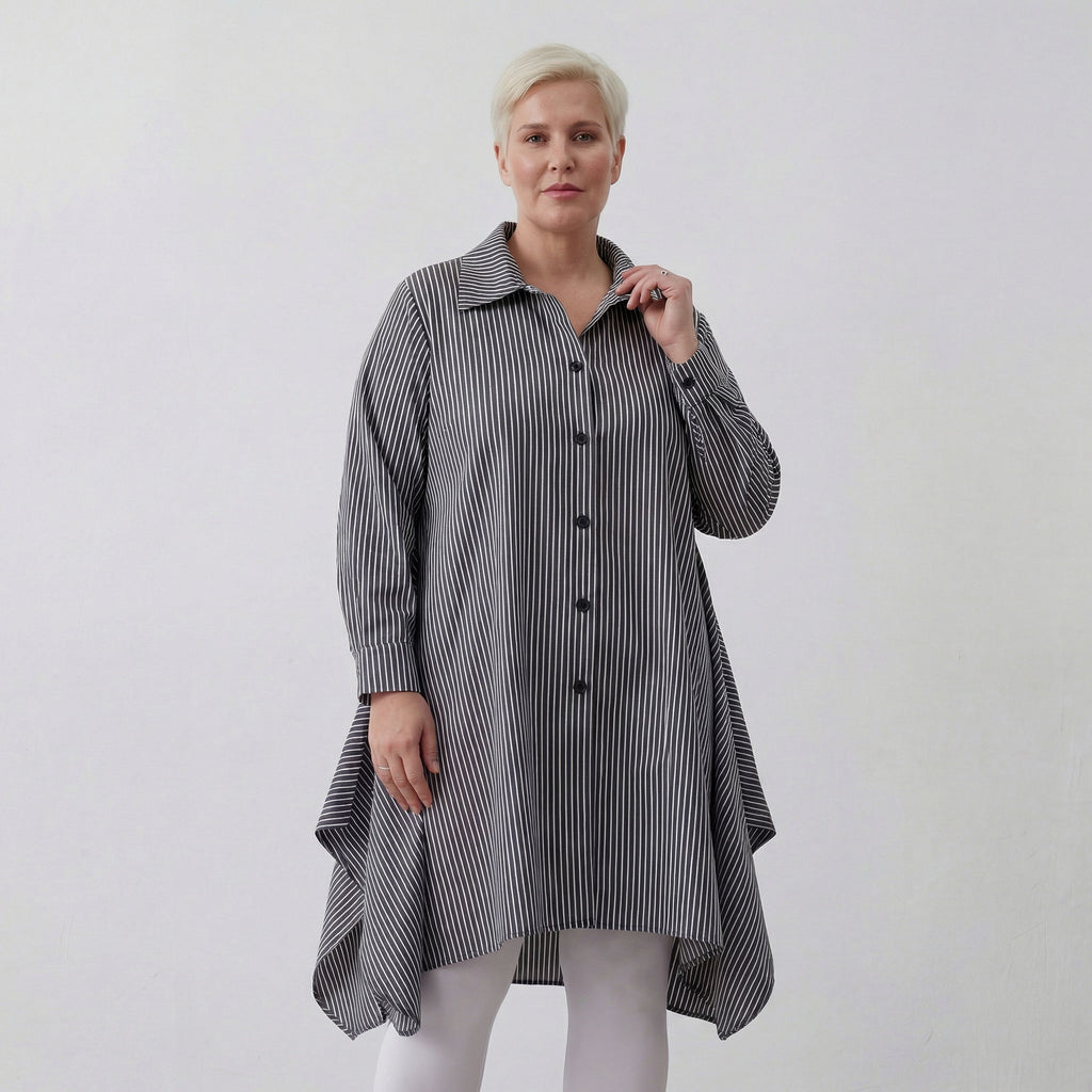 AKH Fashion 6917 Blouse, Anthracite-White