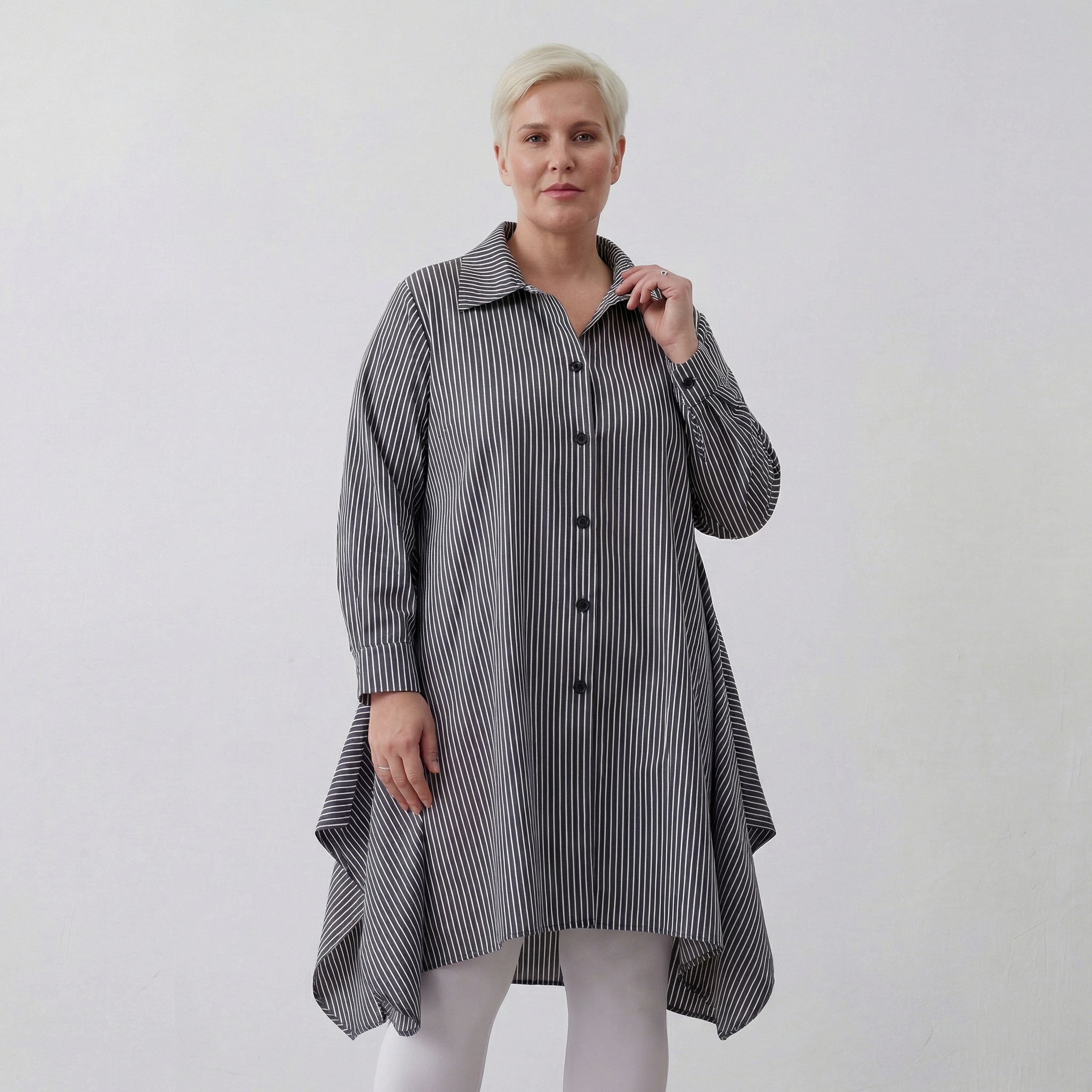 AKH Fashion 6917 Blouse, Anthracite-White