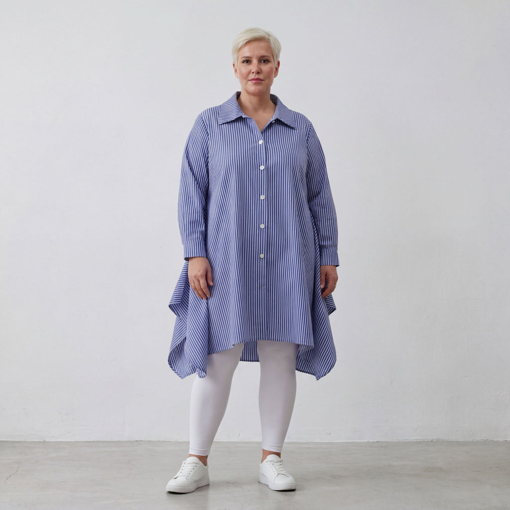 AKH Fashion Bluse 6917 Diana, Blau/Weiß