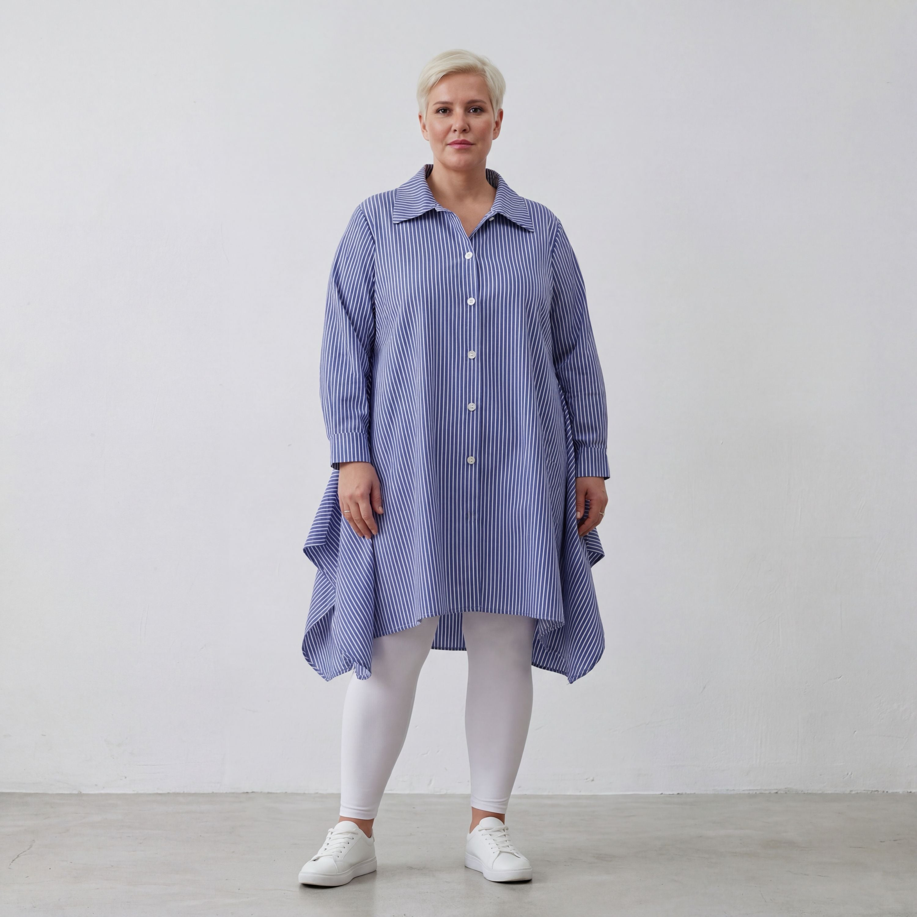 AKH Fashion Bluse 6917 Diana, Blau/Weiß