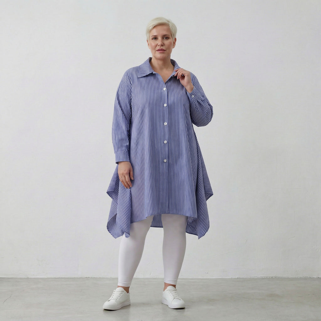 AKH Fashion Bluse 6917 Diana, Blau/Weiß
