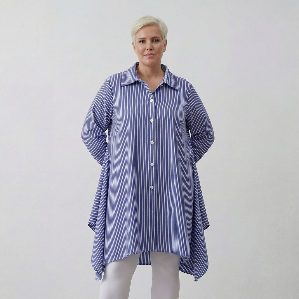 AKH Fashion Bluse 6917 Diana, Blau/Weiß