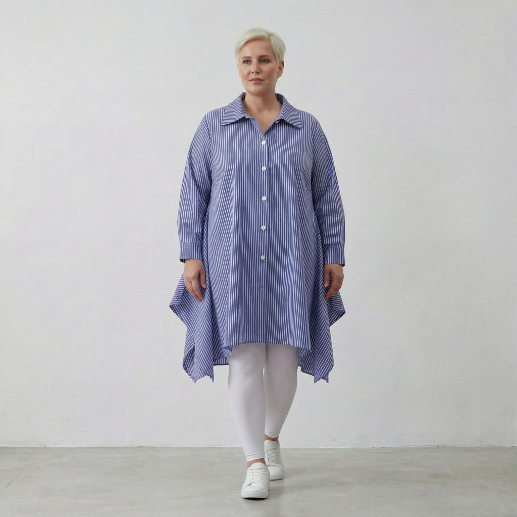 AKH Fashion Bluse 6917 Diana, Blau/Weiß
