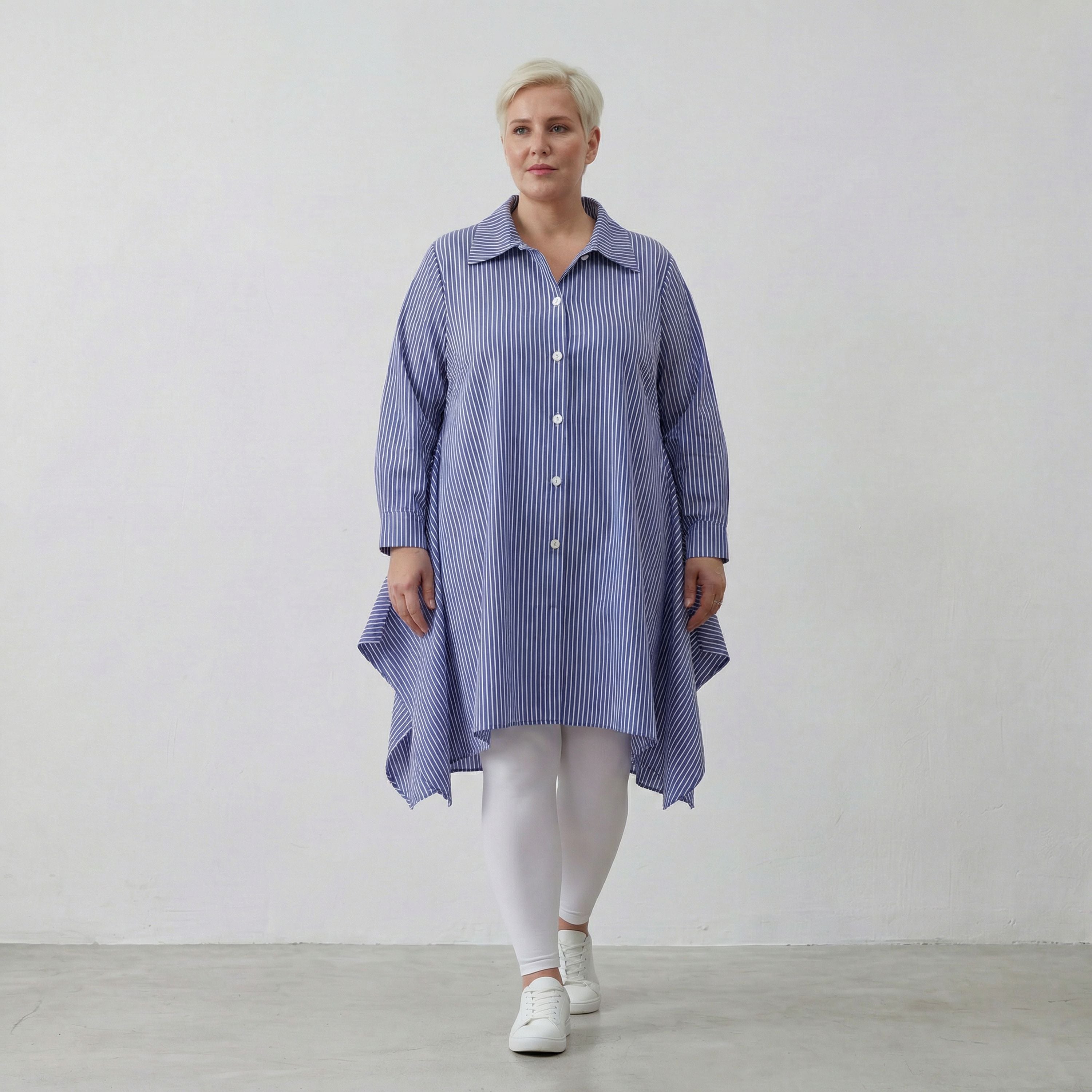 AKH Fashion Bluse 6917 Diana, Blau/Weiß
