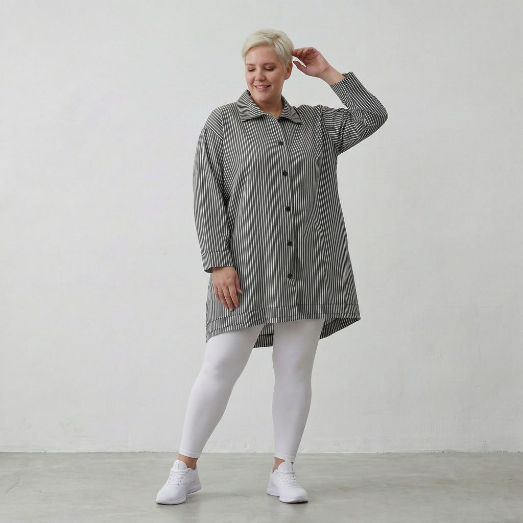 AKH Fashion Bluse 7010 Diana, Anthrazit/Weiß