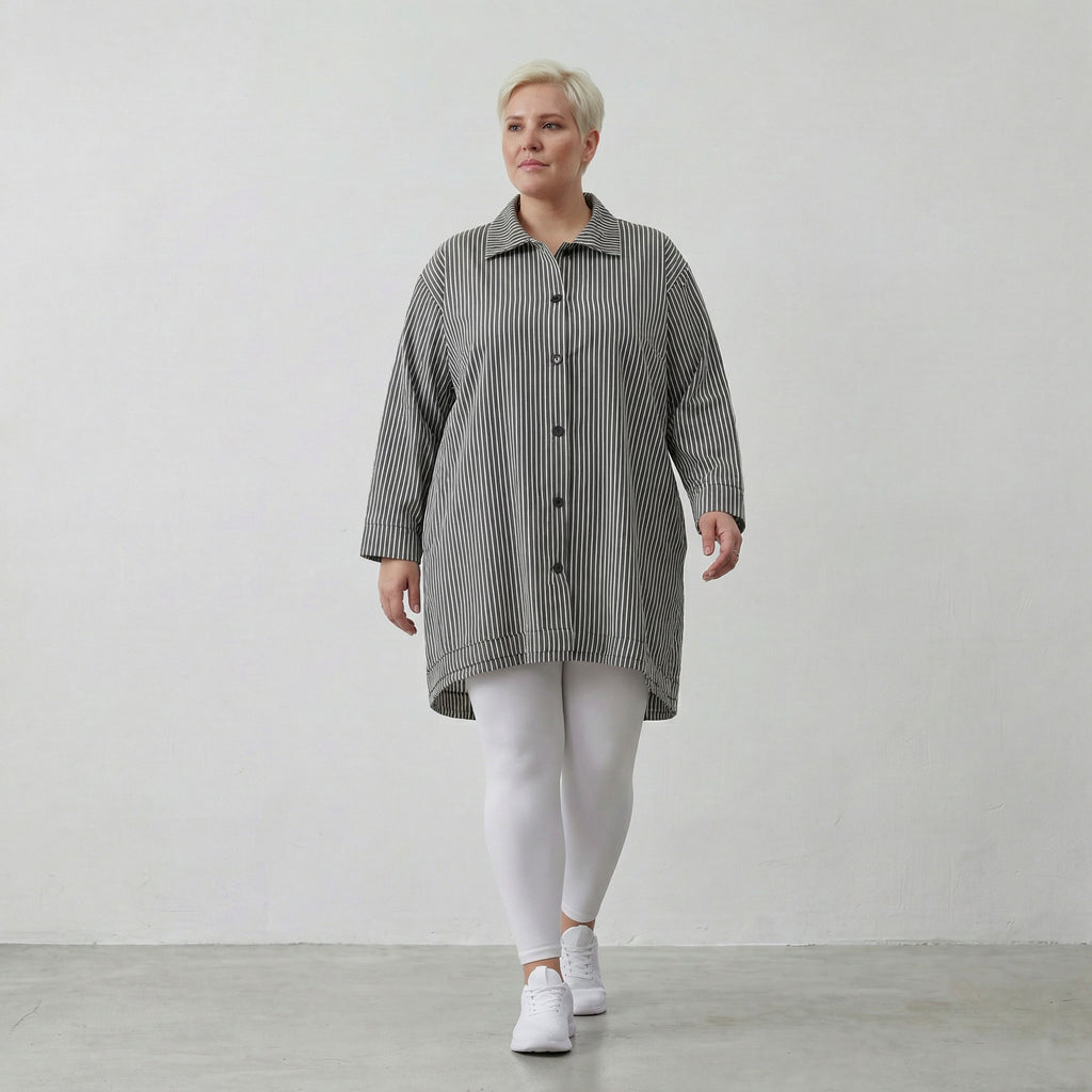 AKH Fashion Bluse 7010 Diana, Anthrazit/Weiß