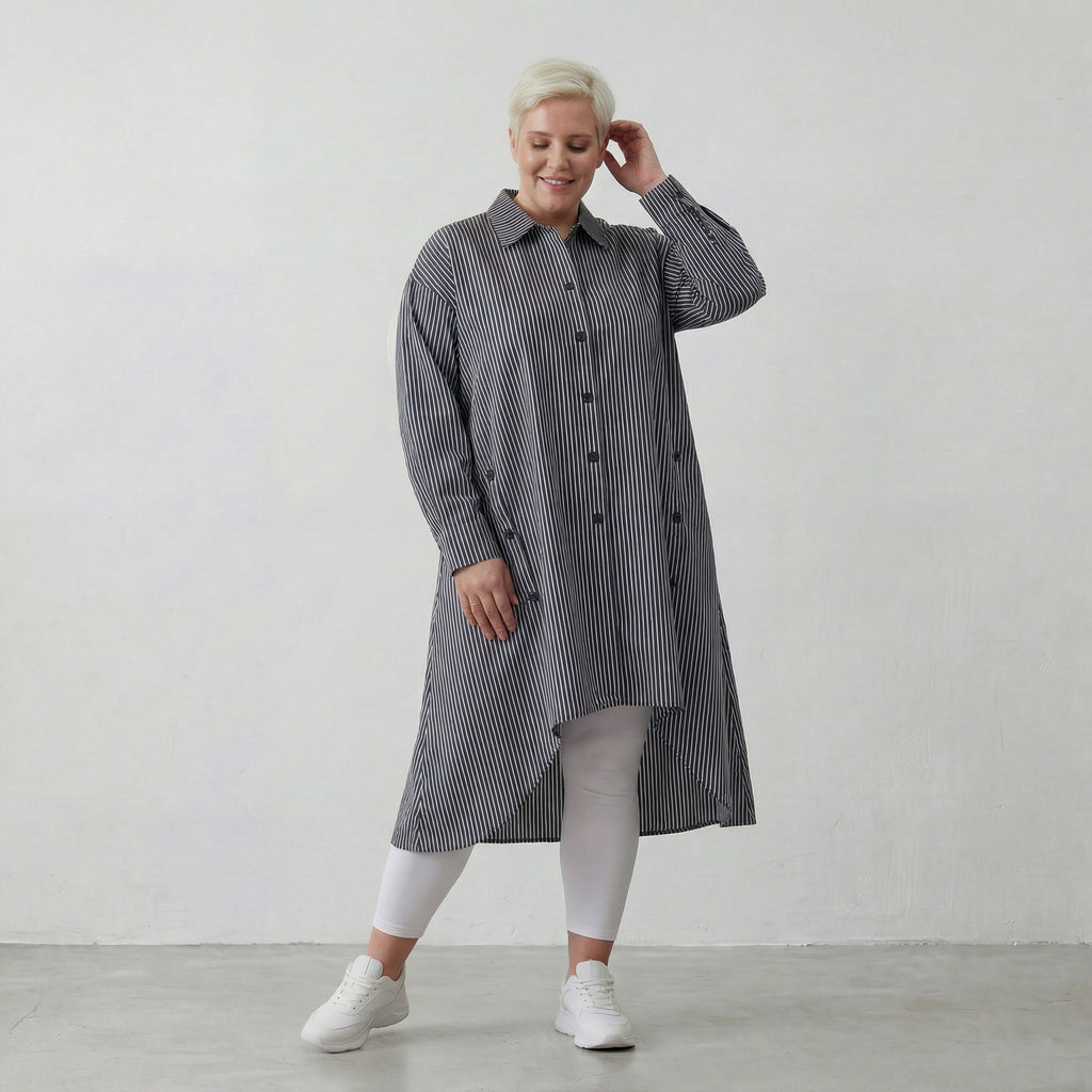 AKH Fashion Bluse 7057 Diana, Anthrazit/Weiß