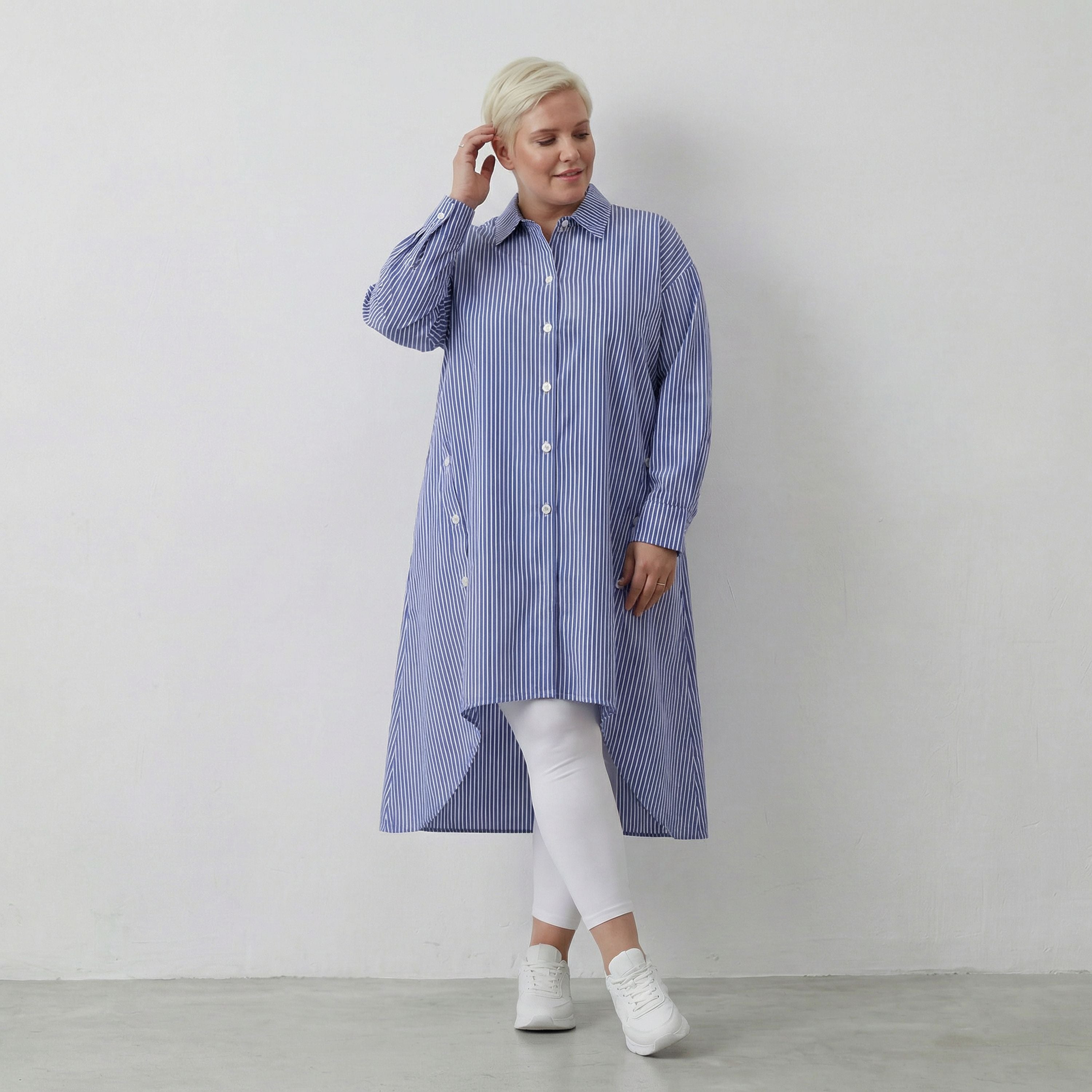 AKH Fashion Bluse 7057 Diana, Blau/Weiß