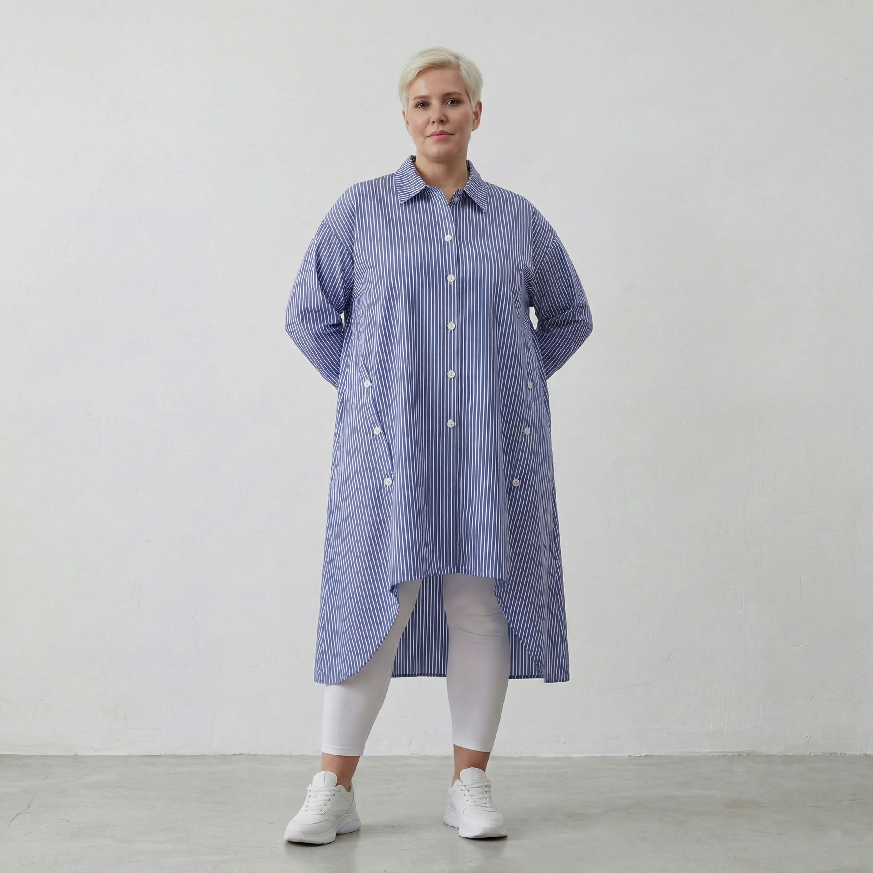 AKH Fashion Bluse 7057 Diana, Blau/Weiß