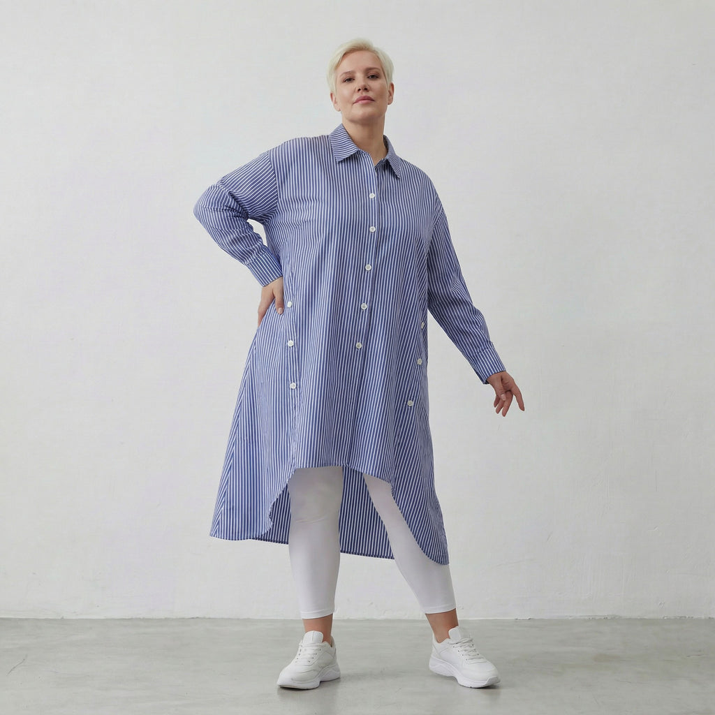 AKH Fashion Bluse 7057 Diana, Blau/Weiß