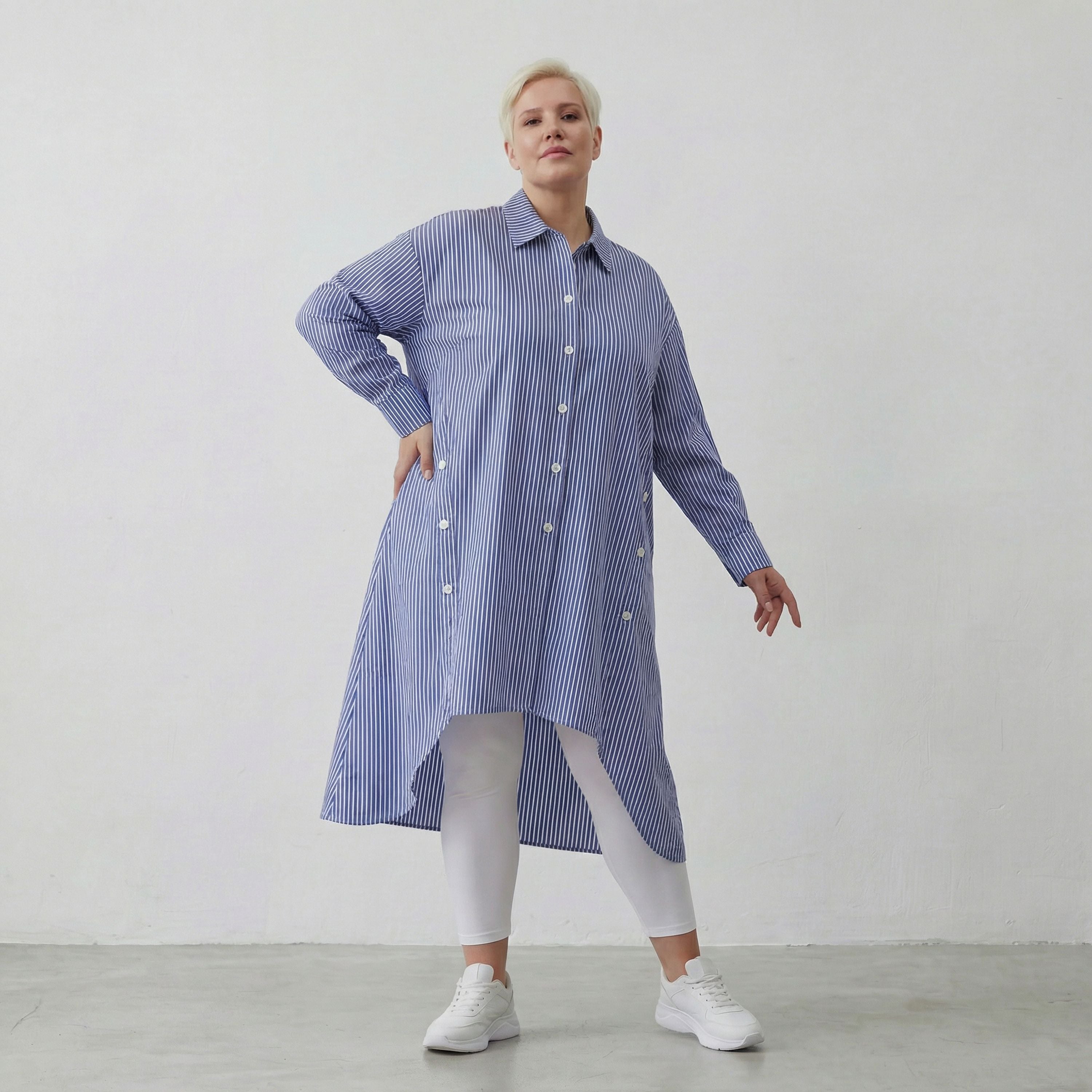 AKH Fashion Bluse 7057 Diana, Blau/Weiß